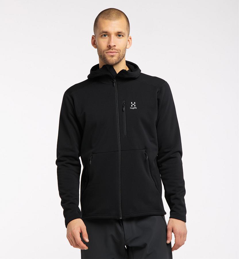 Haglöfs Bungy Fleece Black For Mens ZPUAX2407 Australia